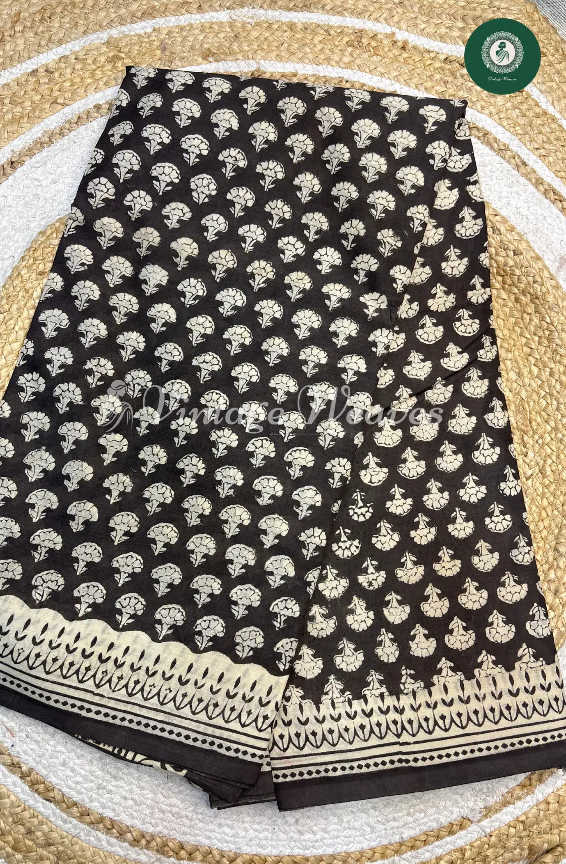 Mul cotton Handblock Print-Black