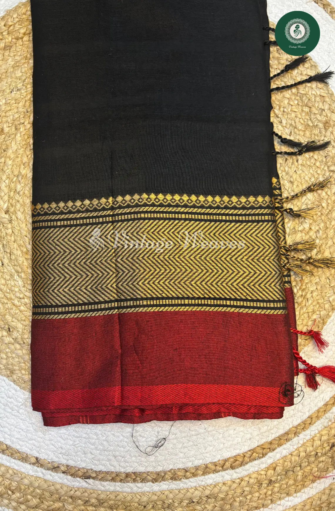 Bengal HandWoven Cotton Saree-Black