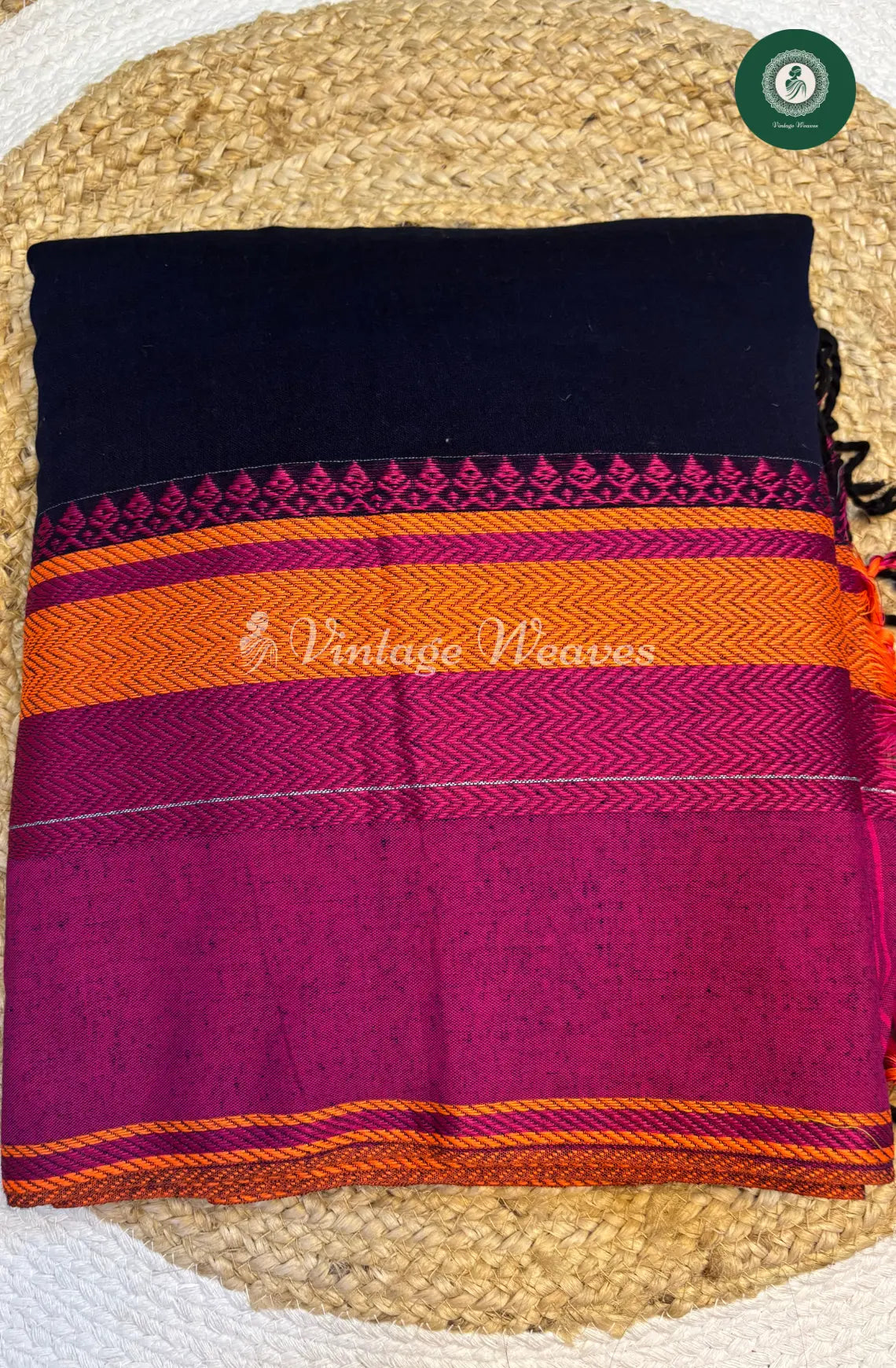 Bengal HandWoven Cotton Saree-DarkBlue