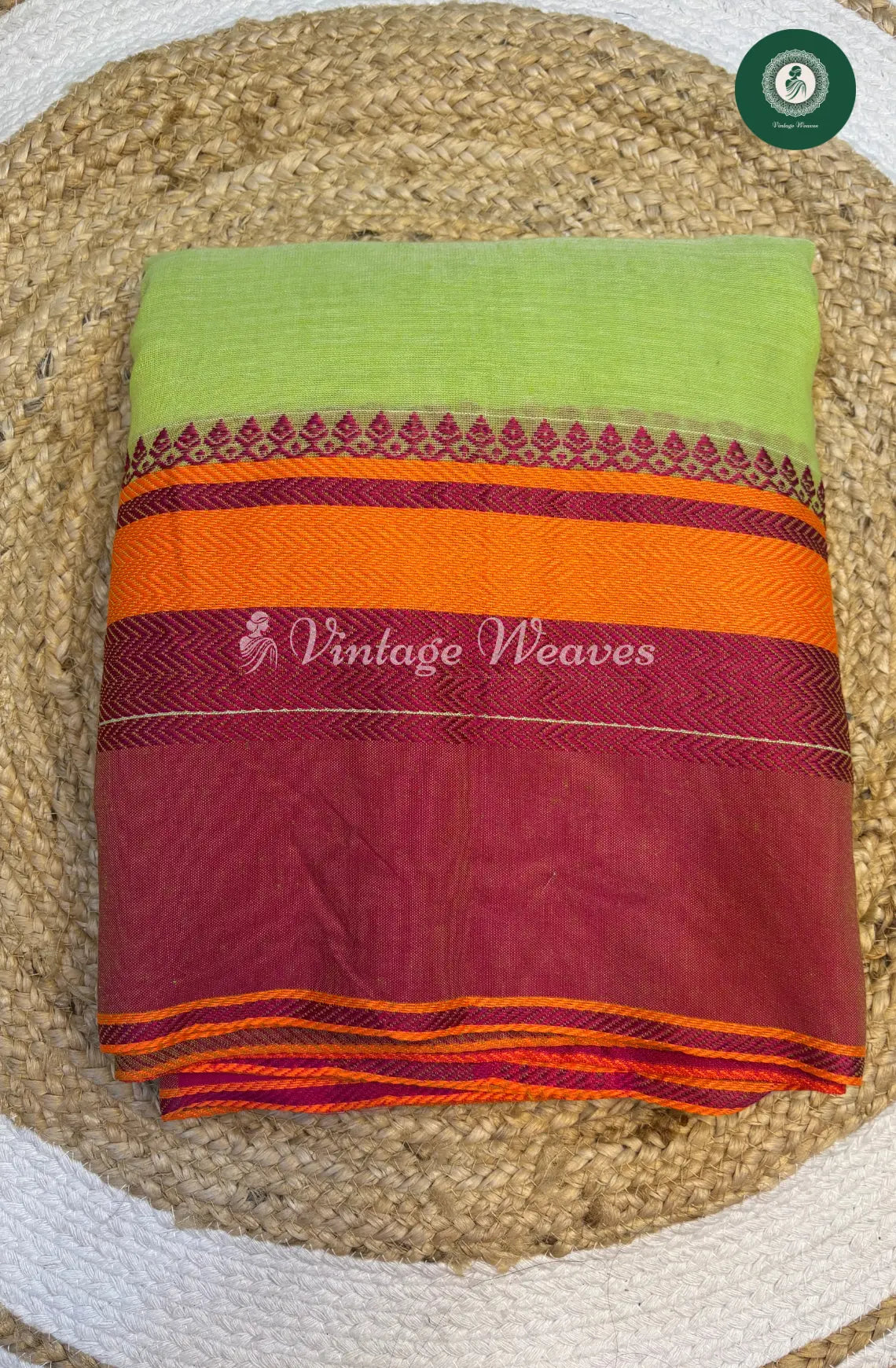 Bengal HandWoven Cotton Saree-LightGreen