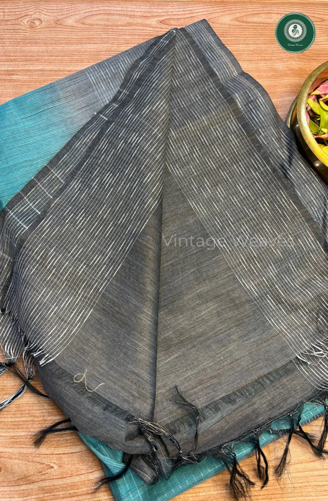 Bhagalpuri Linen Saree – Blue