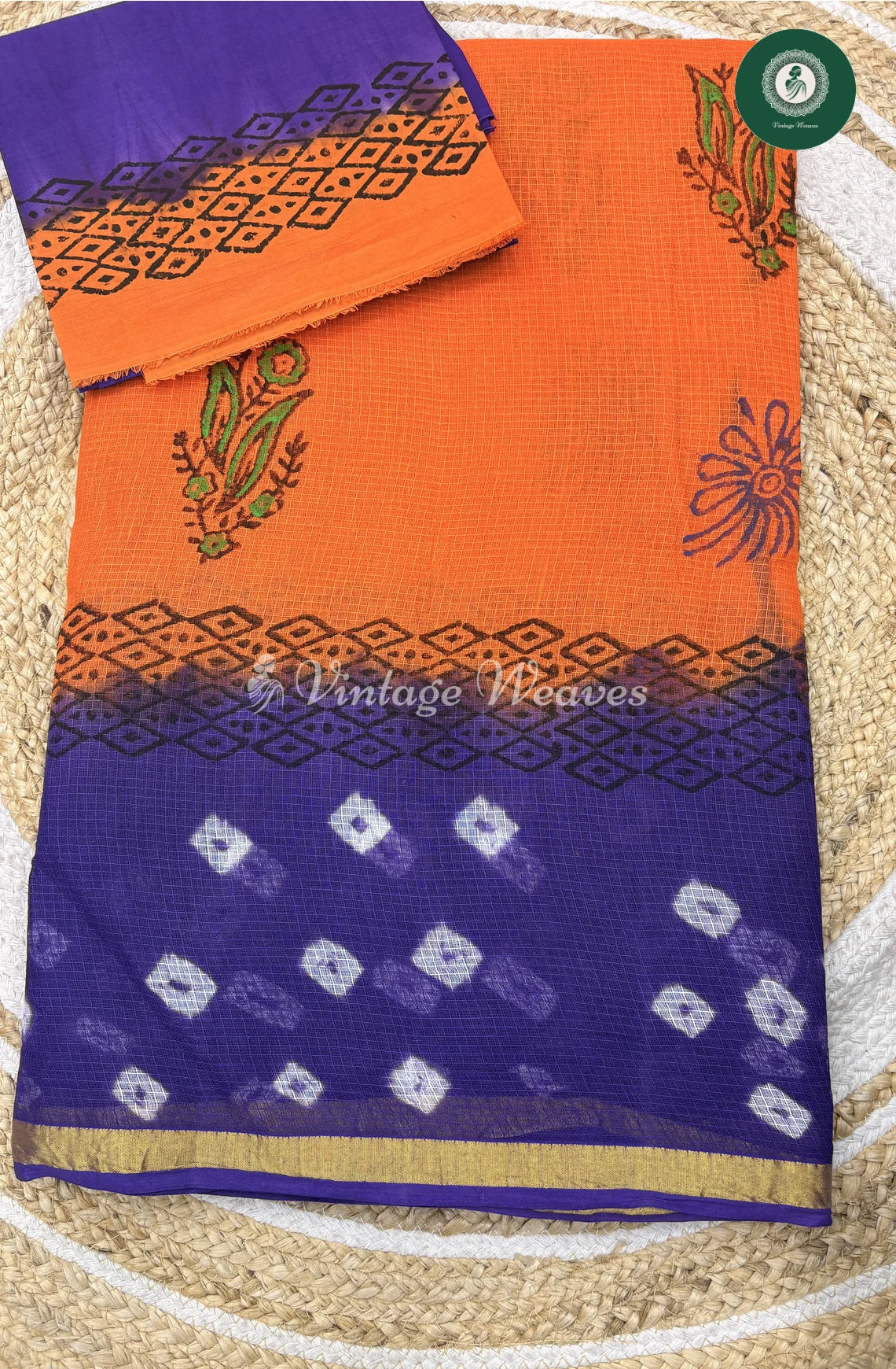Budget Kota Cotton Saree-Orange_1