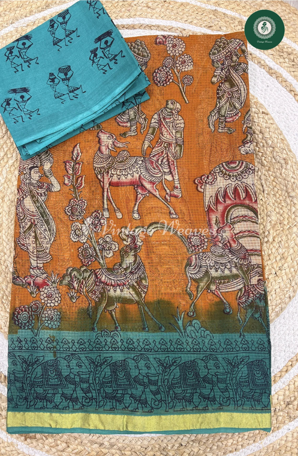 Budget Kota Cotton Saree Artisans-YellowwithBlue