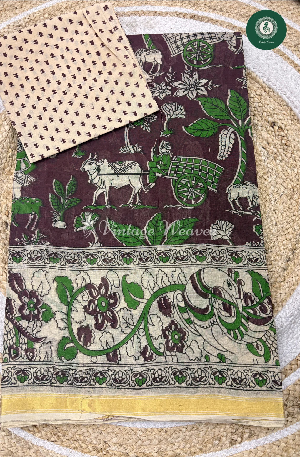 Budget Kota Kalamkari CowPrint-Marron