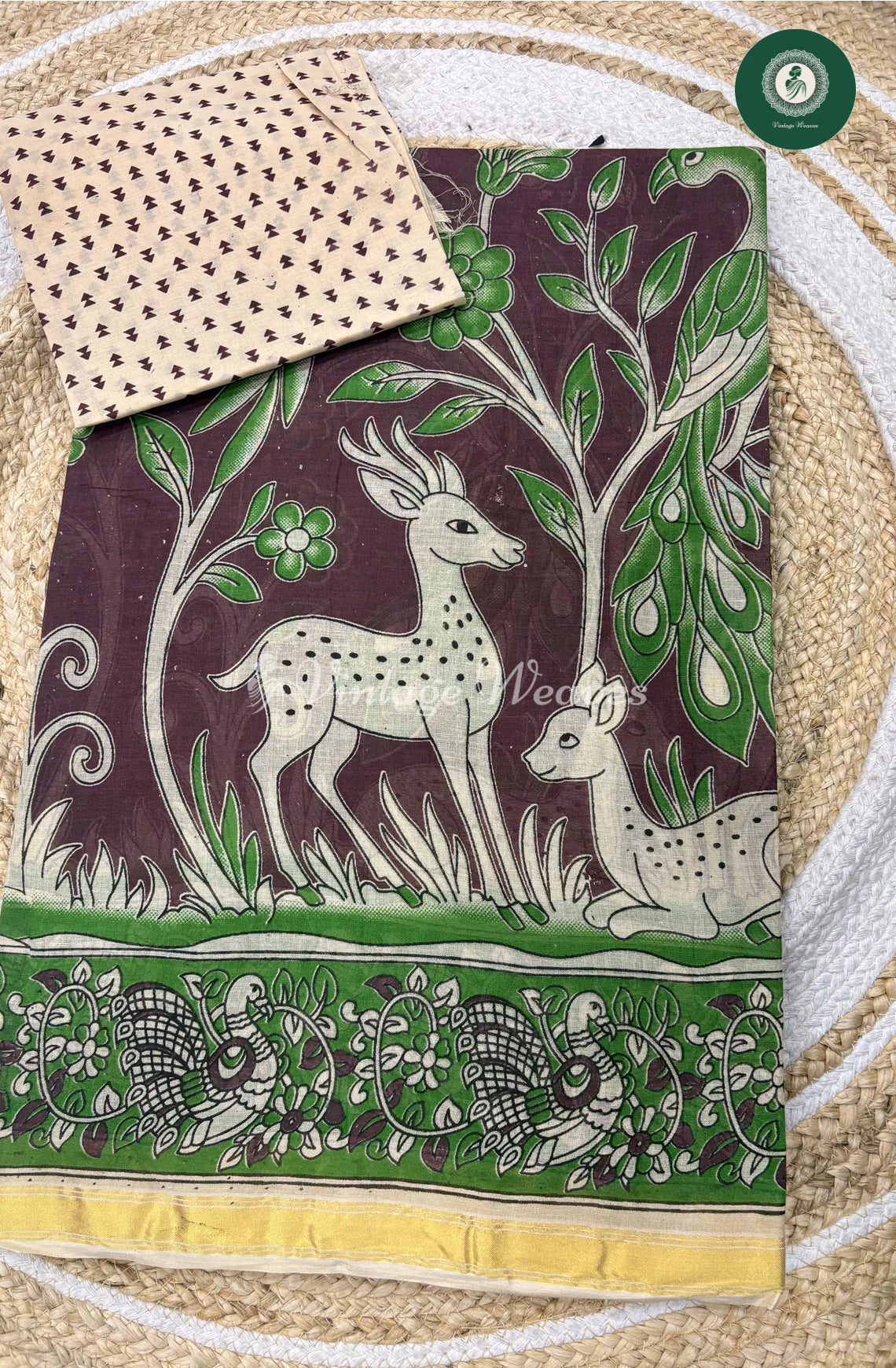 Budget Kota Kalamkari DeerPrint-Marron