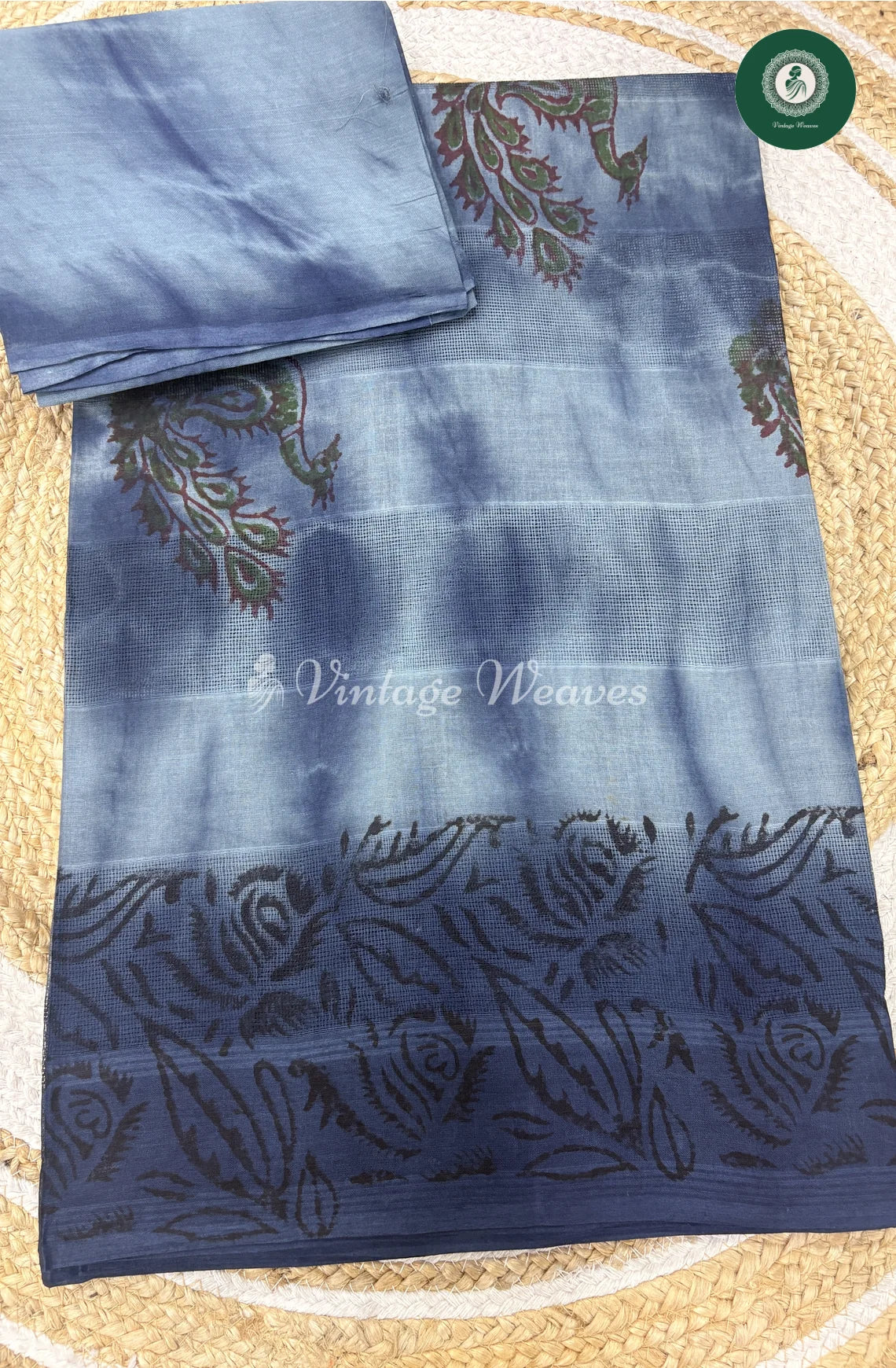 Budget Moonga Cotton Saree -Blue