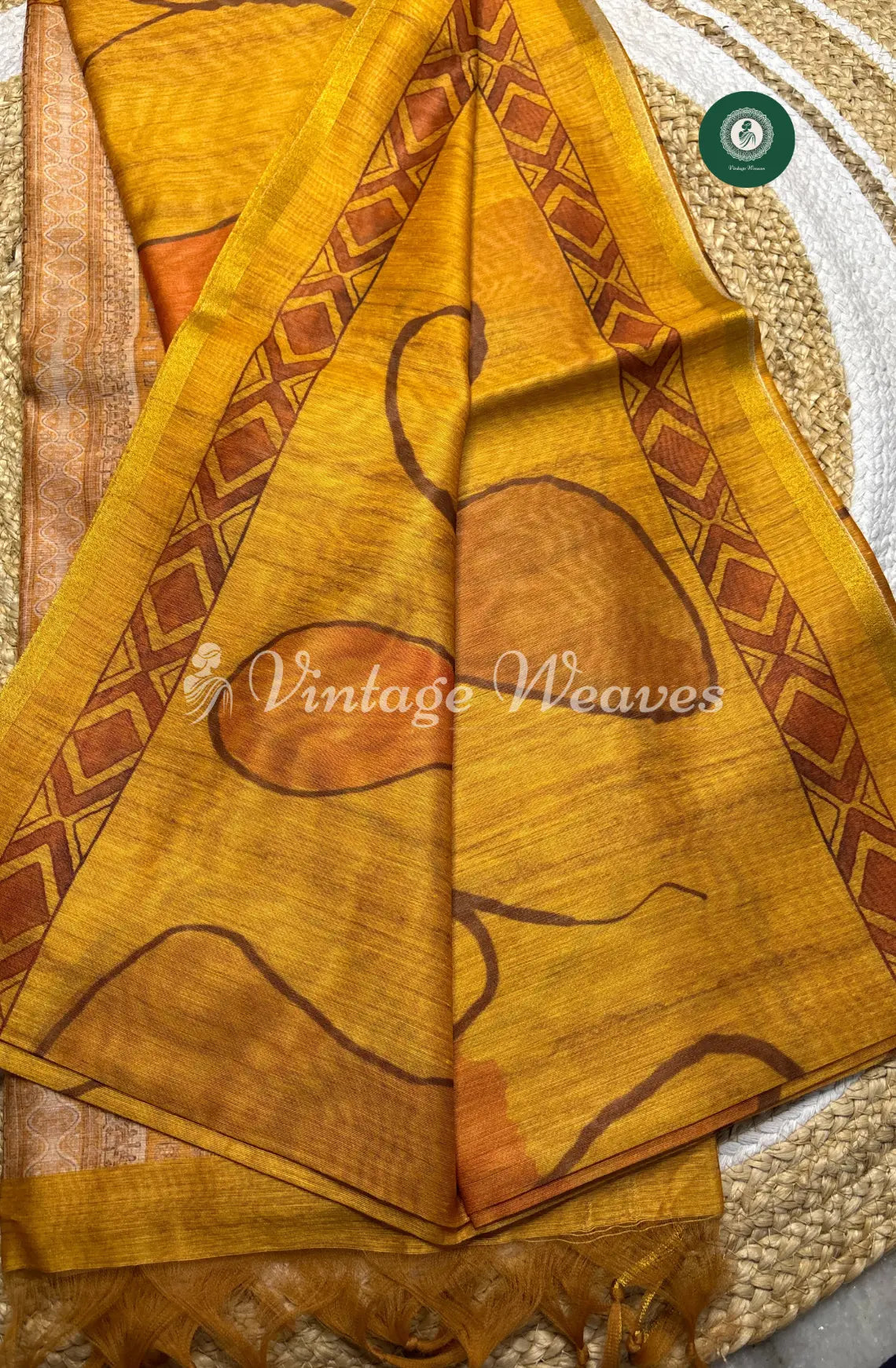 Chanderi Silk Saree With Zari Border-Orange