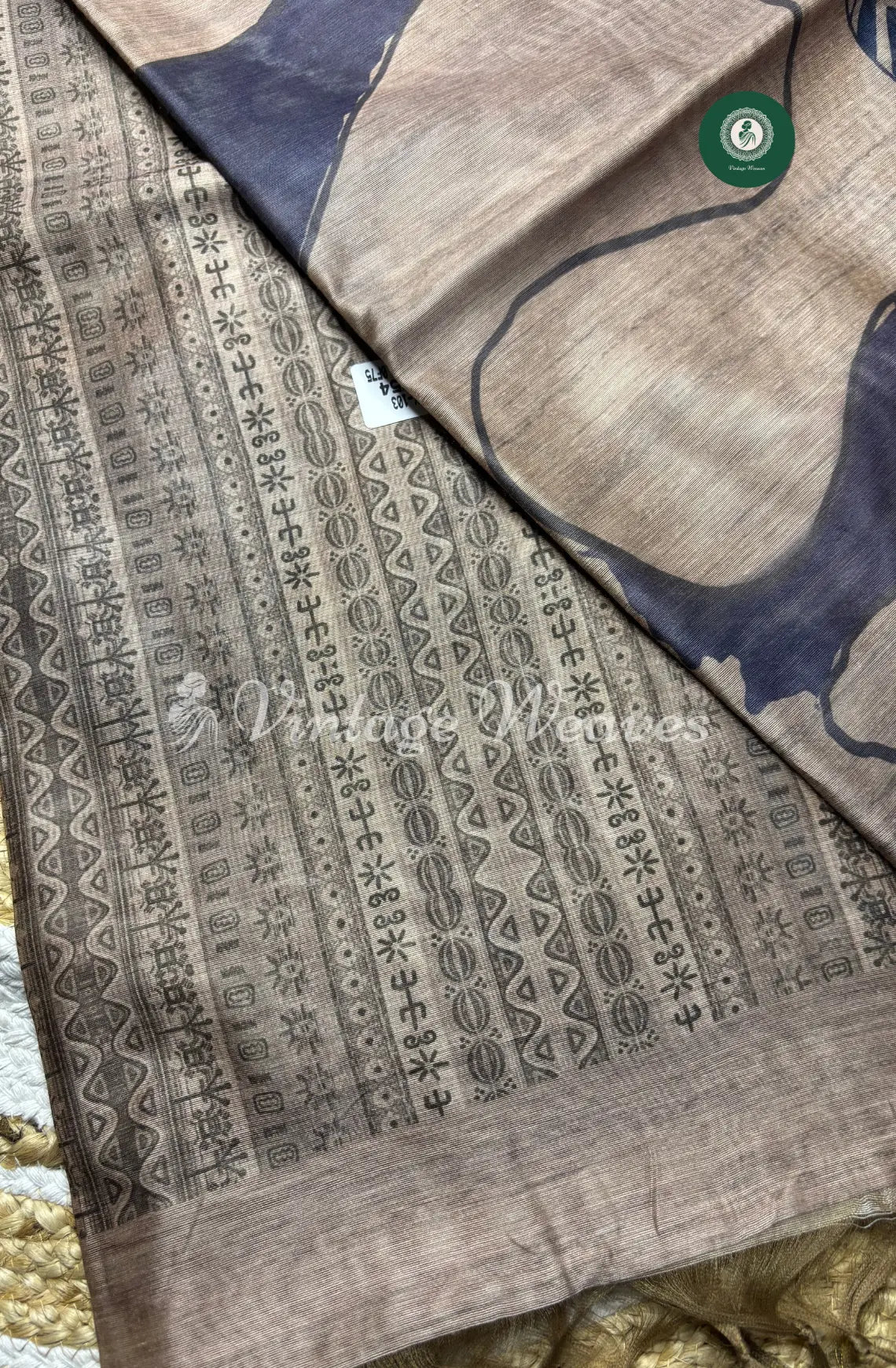 Chanderi Silk Saree With Zari Border-Grey