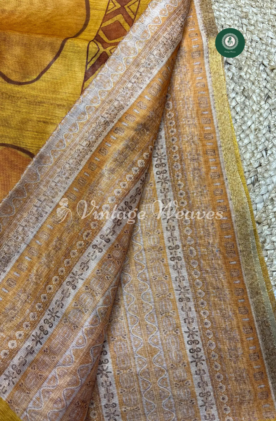 Chanderi Silk Saree With Zari Border-Orange