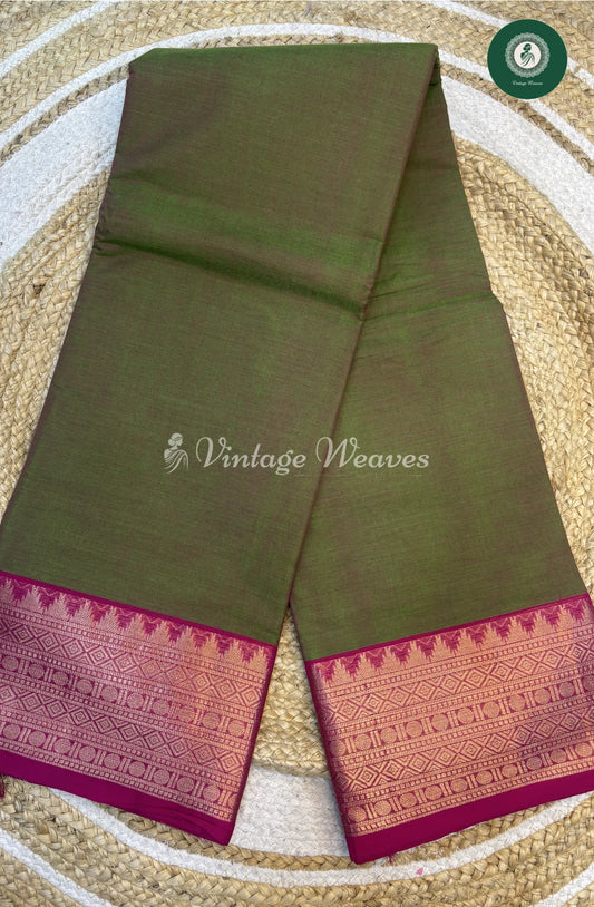 Chettinad Cotton Saree-DarkOlivegreen