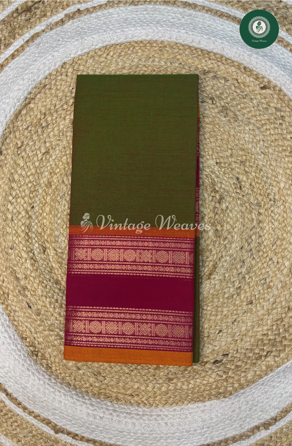 Chettinad Cotton Saree With DoubleBorder-Green