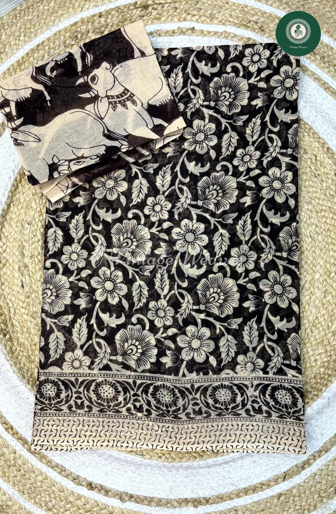 Daily Wear Cotton Flower Leaf Printed-Brown