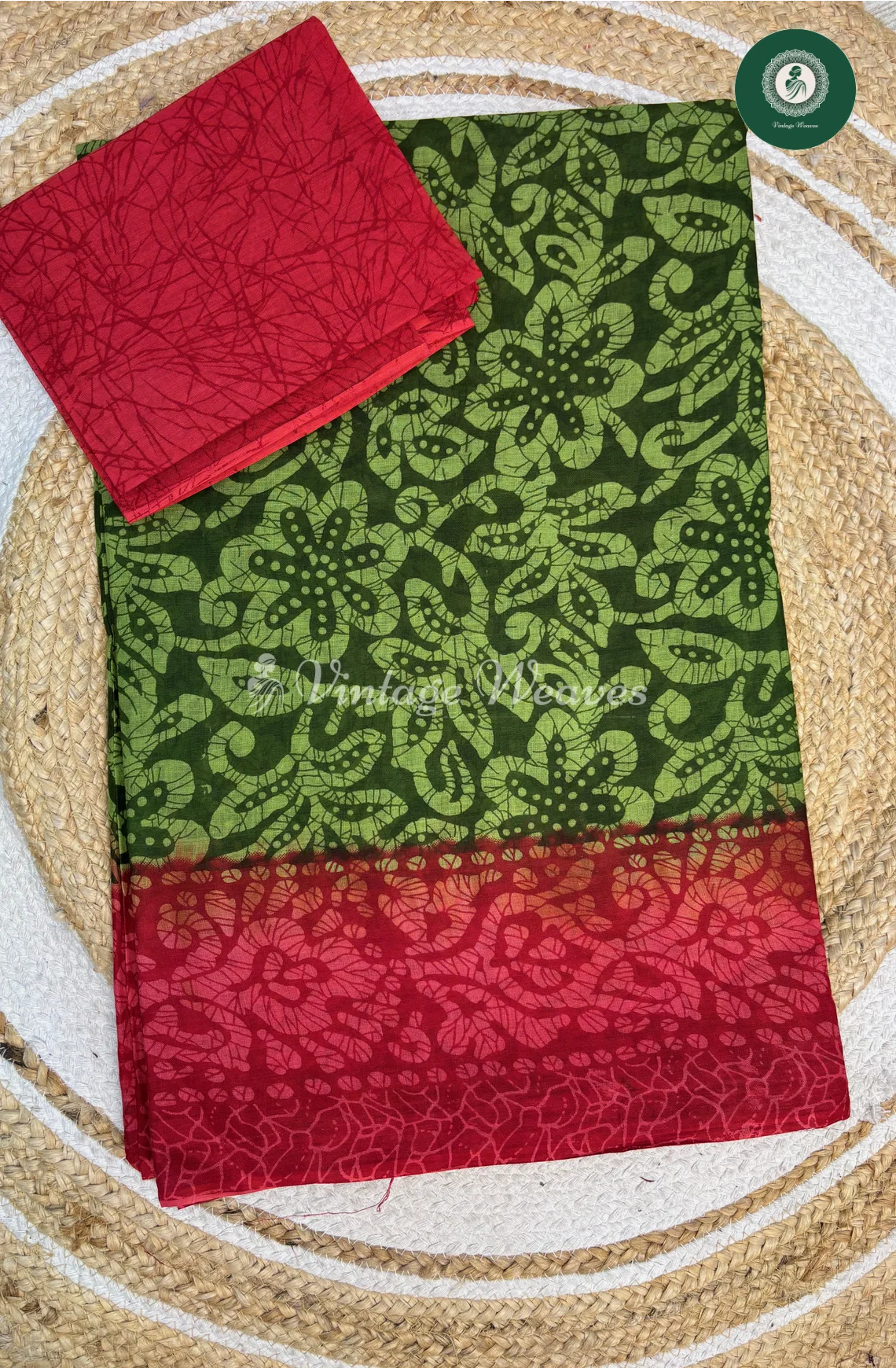 Daily Wear Cotton Flowerbody -GreenWithRed (1)