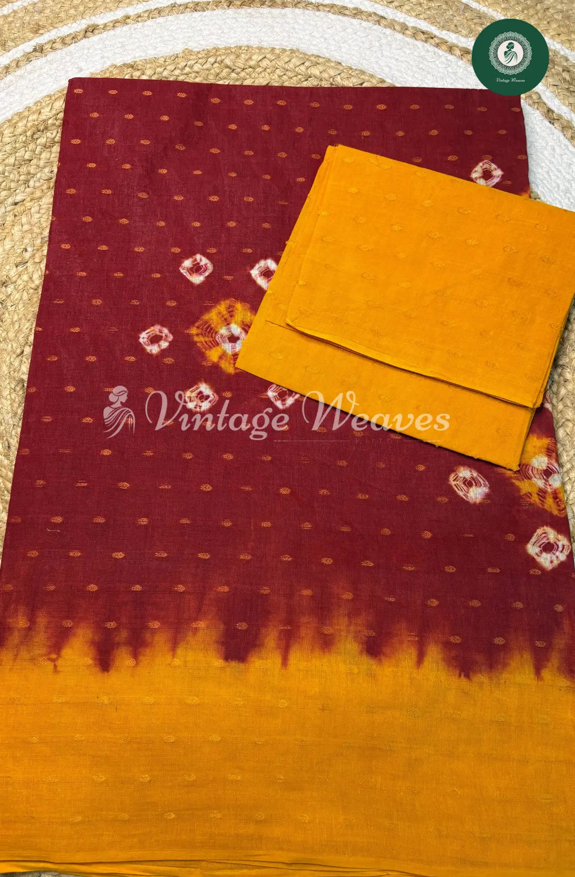 Daily Wear Cotton Full Butta-Red with Yellow