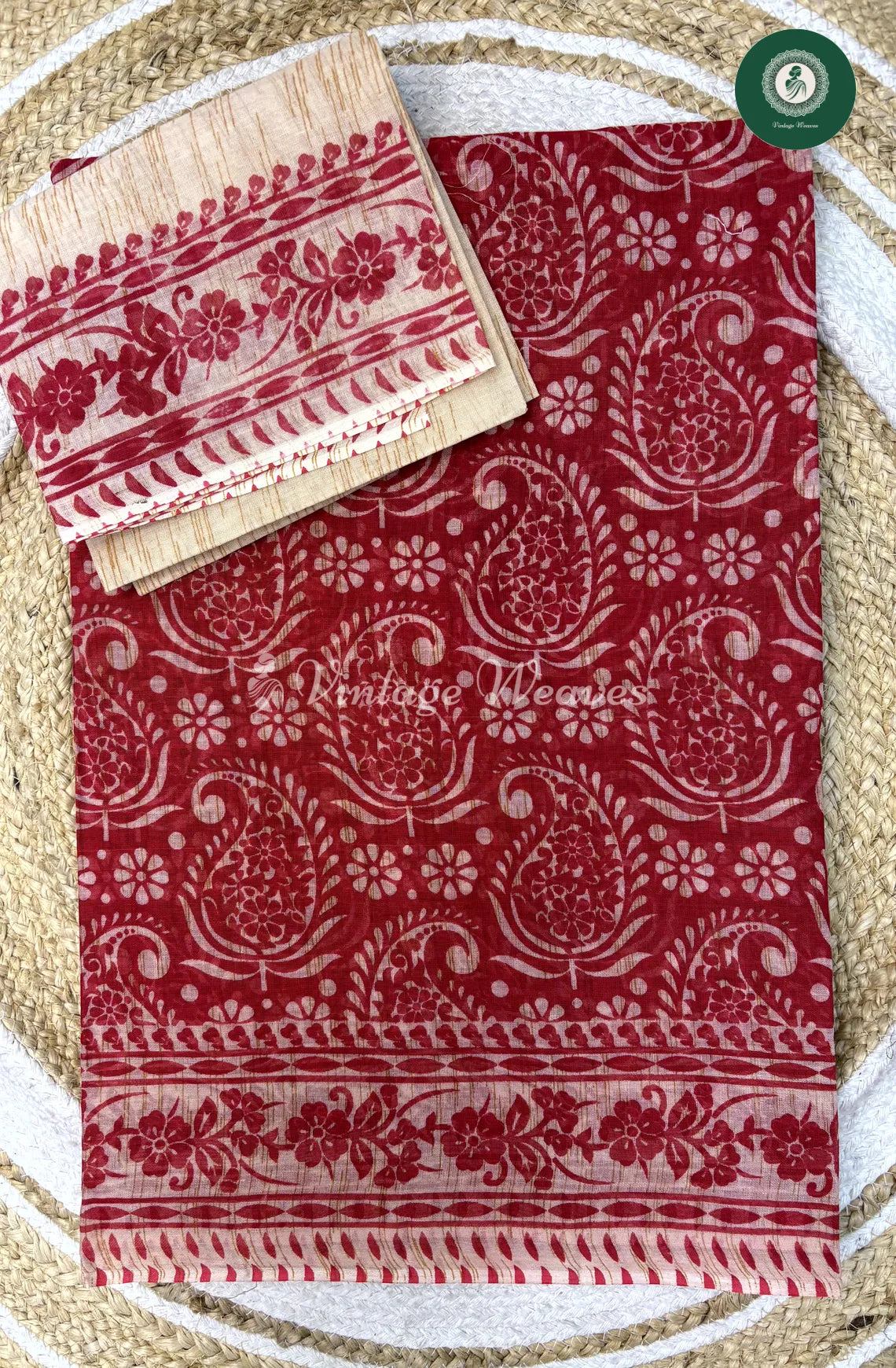 Daily Wear Cotton Mango Printed -Red