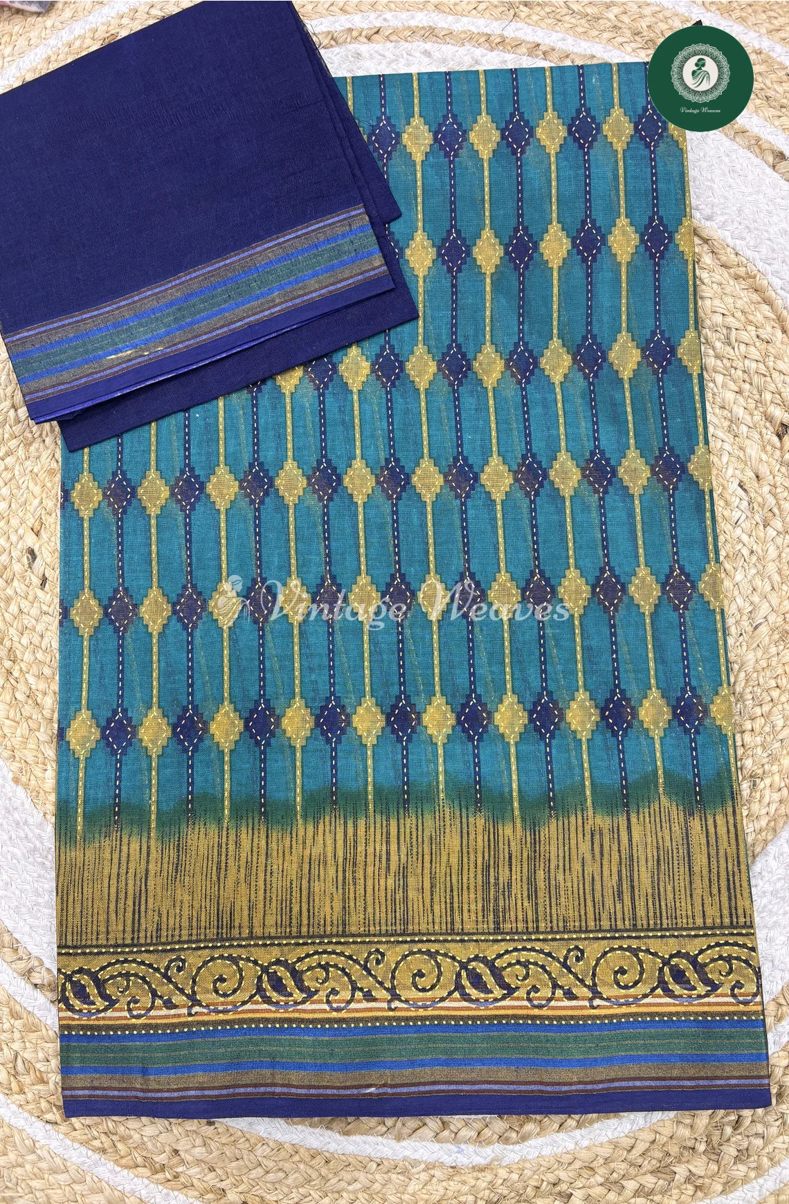 Daily Wear Cotton Printed-Blue