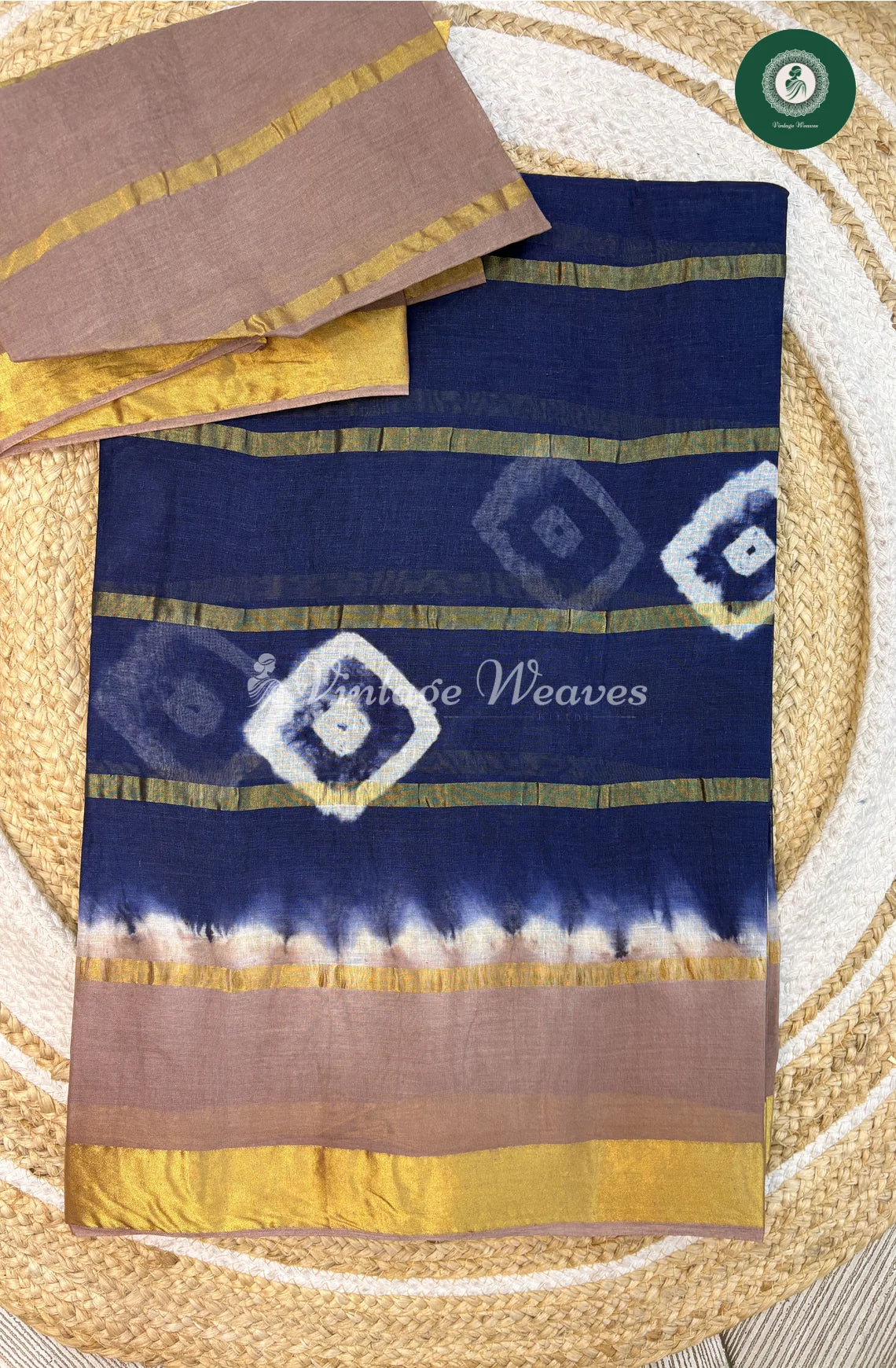 Daily Wear Cotton Saree-Blue With Grey