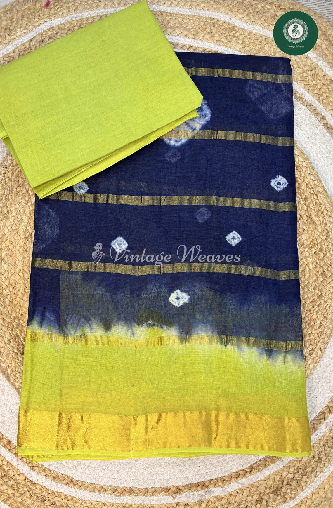 Daily Wear Cotton Saree-BluewithGreen_1