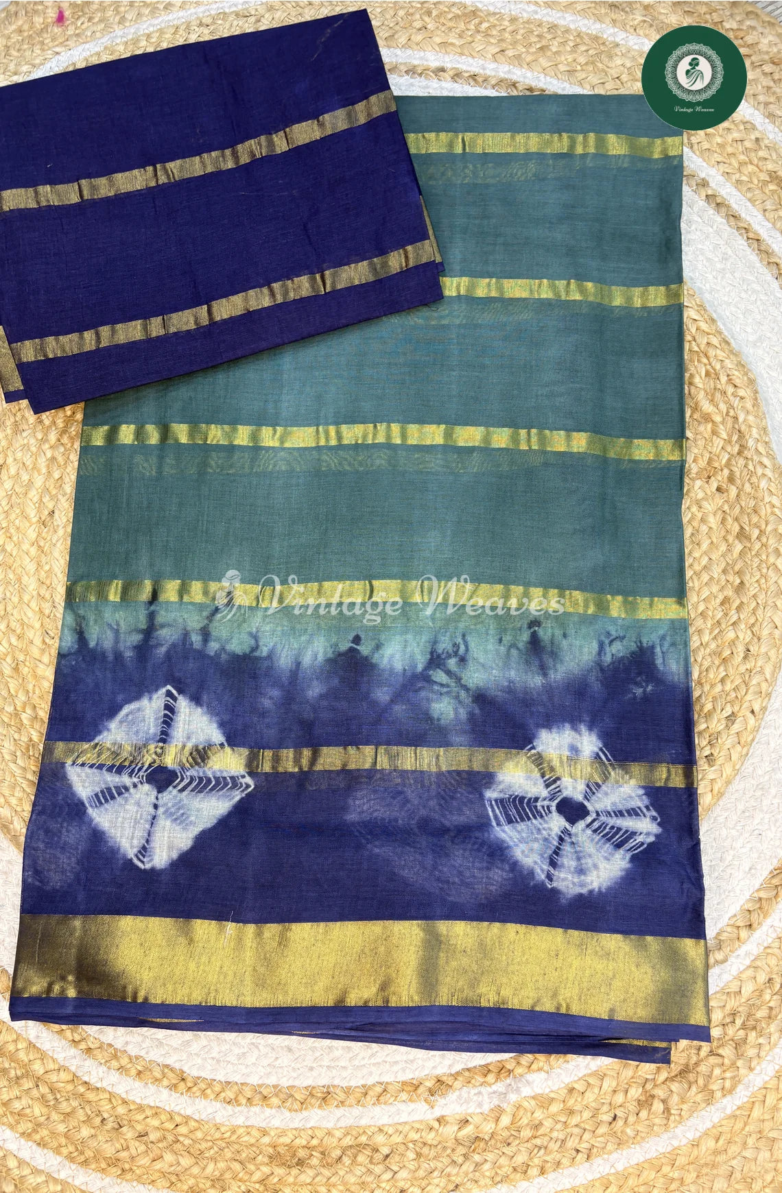 Daily Wear Cotton Saree-GreyWithBlue (3)