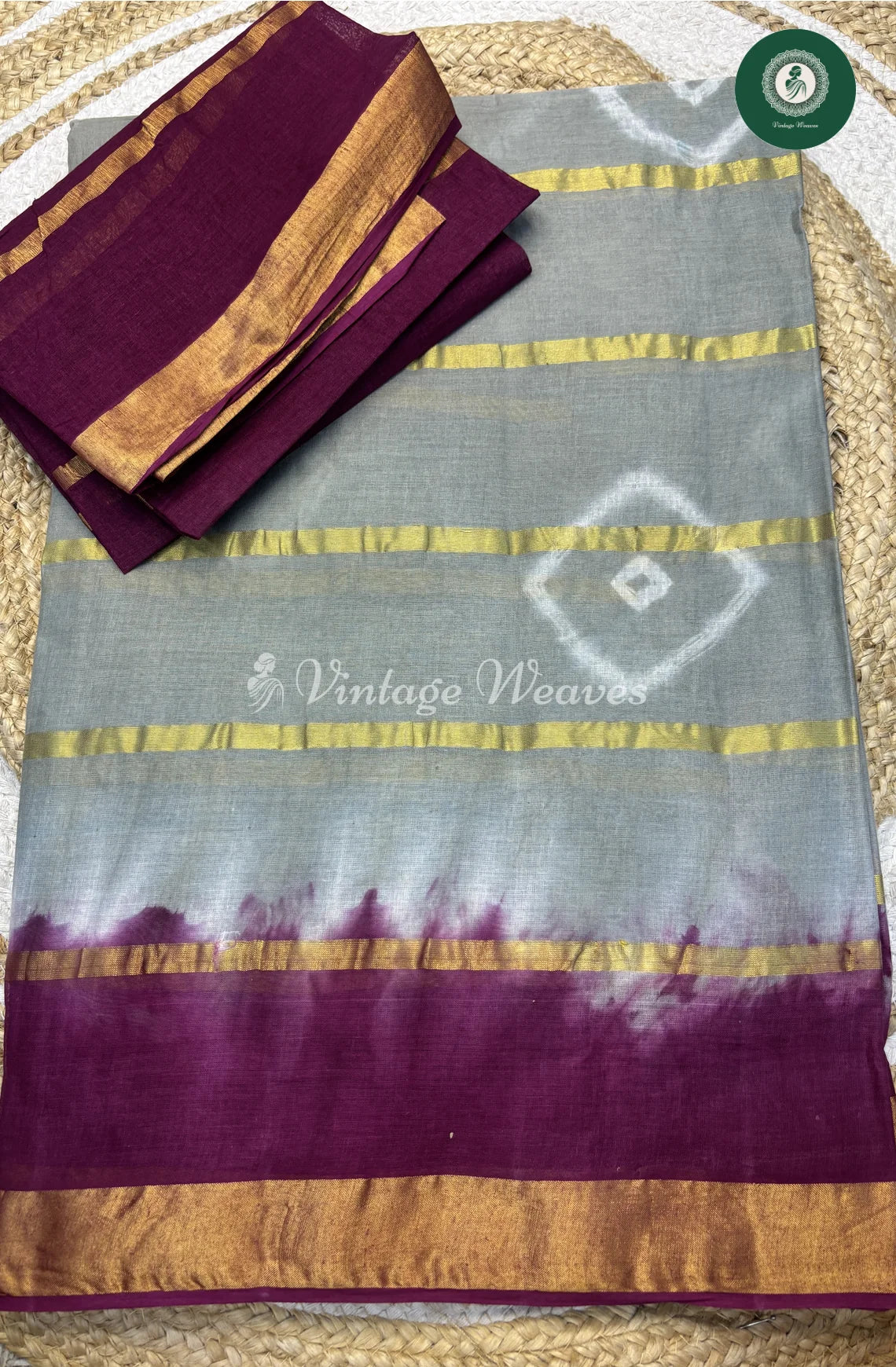 Daily Wear Cotton Saree-GreyWithPurple (2)