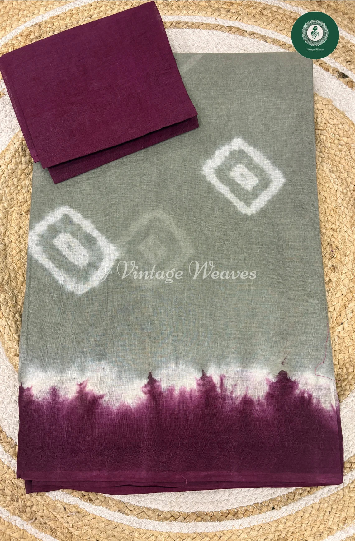 Daily Wear Cotton Saree -GreywithPurple
