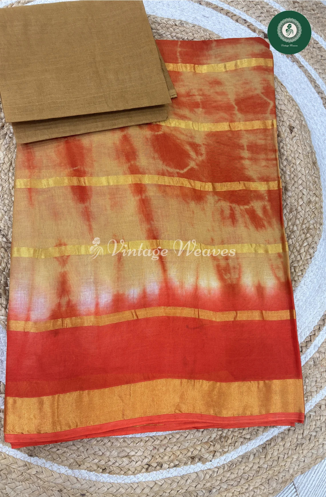 Daily Wear Cotton Saree -Orangeborder