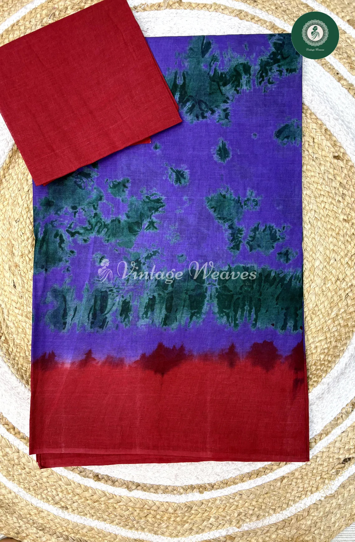 Daily Wear Cotton Saree-Purple,Red and RamaGreen