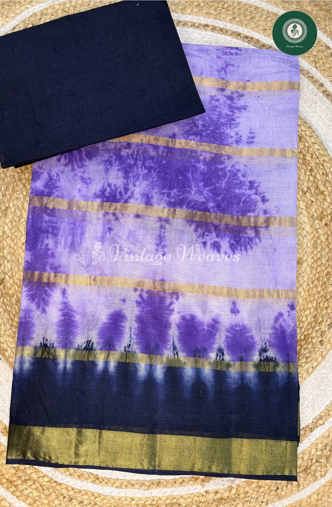 Daily Wear Cotton Saree-PurplewithBlue (1)