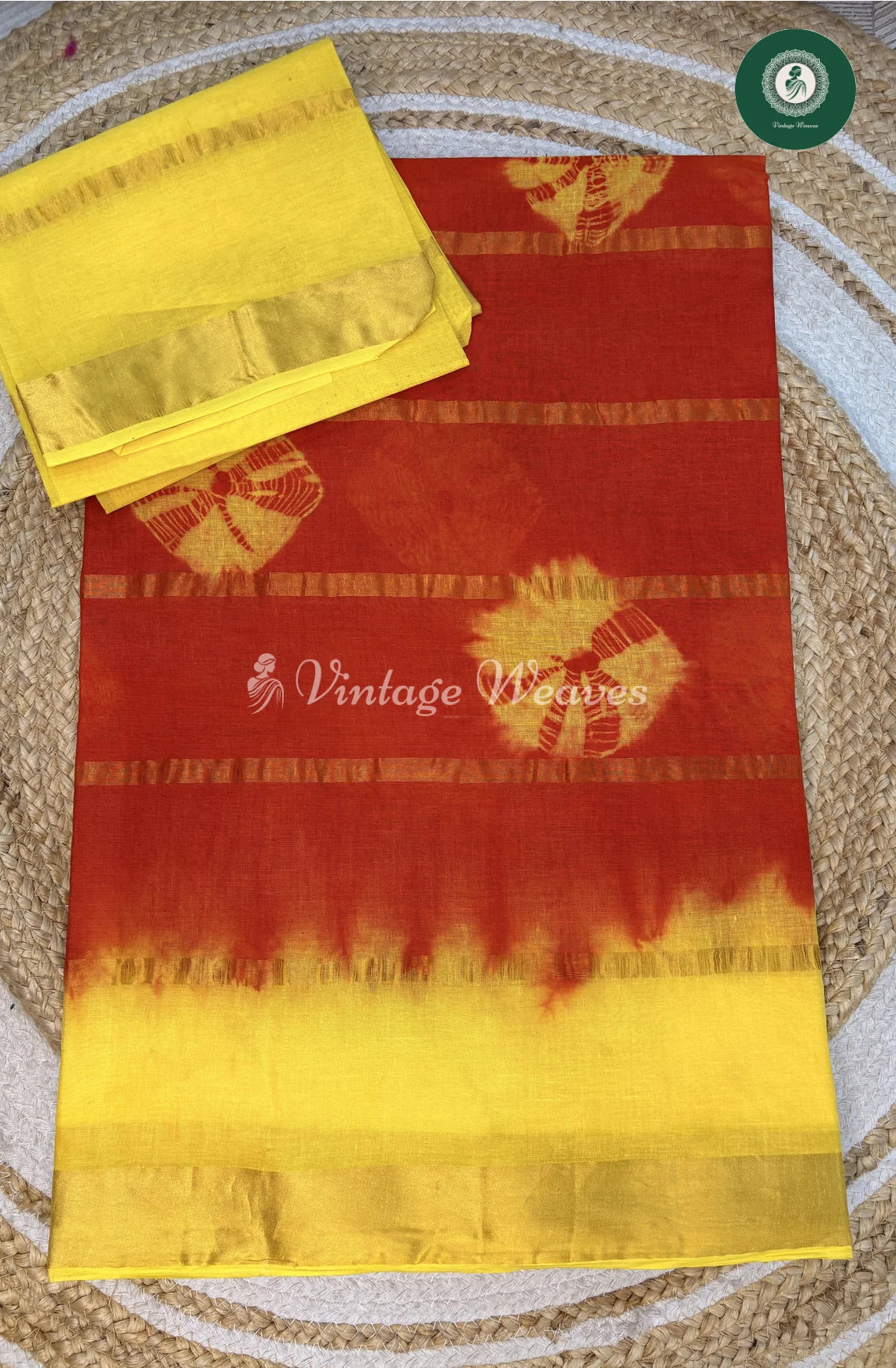 Daily Wear Cotton Saree-RedwithYellow (1)