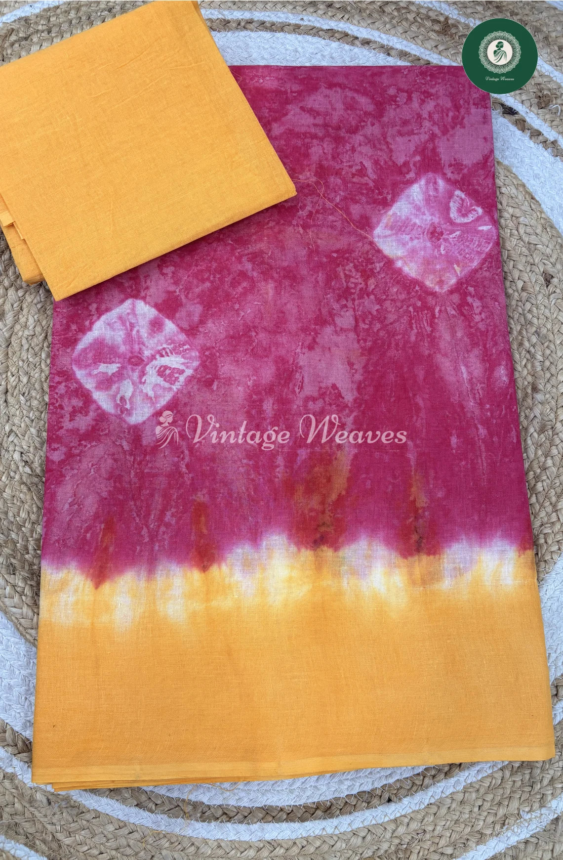 Daily Wear Cotton Saree -RedwithYellow