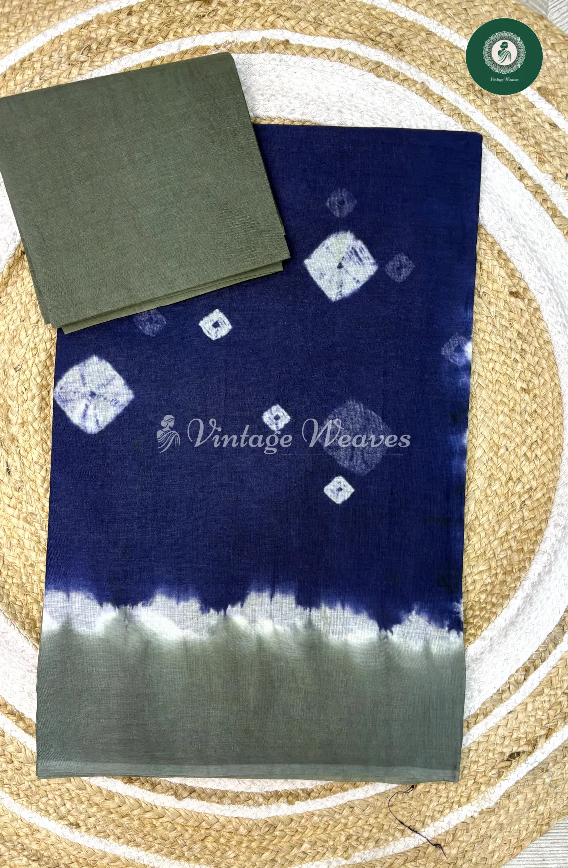 Daily Wear Cotton Saree Bandhini-BlueWithGrey