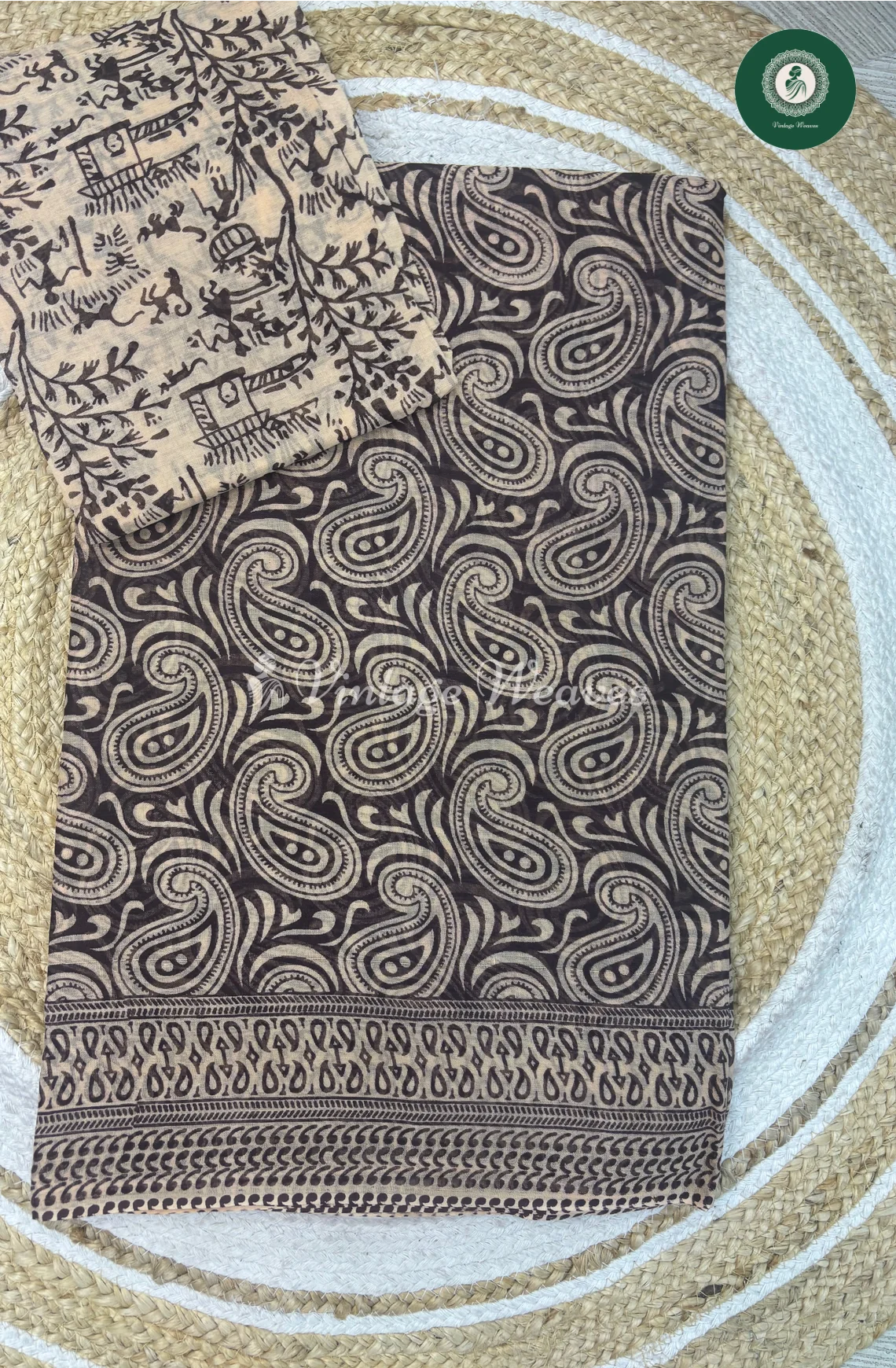 Daily Wear Cotton Saree Mango-Black