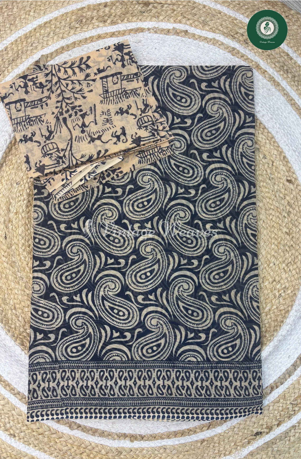 Daily Wear Cotton Saree Mango-Blue