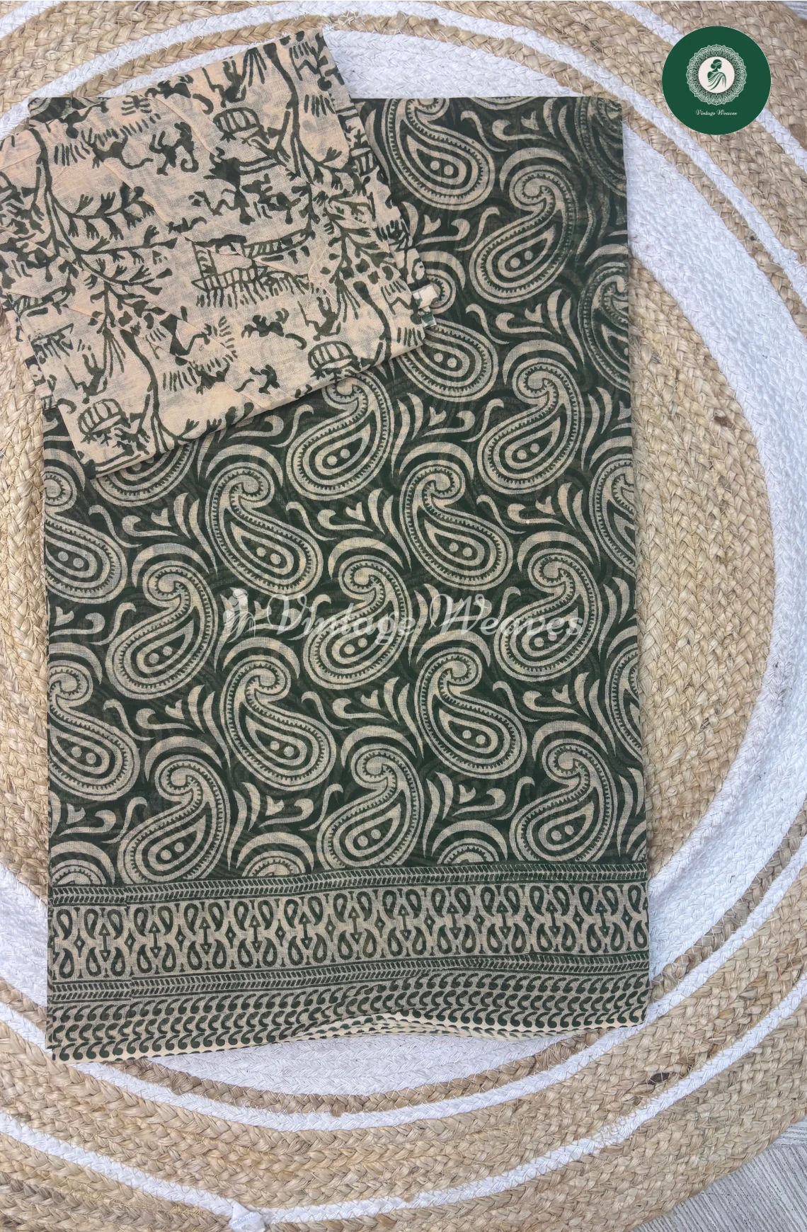 Daily Wear Cotton Saree Mango-Green