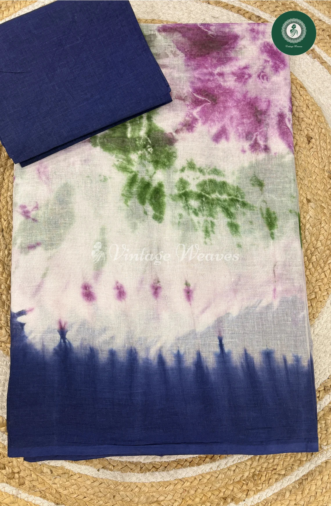Daily Wear Cotton Saree Multicolor-WhitewithBlueBorder