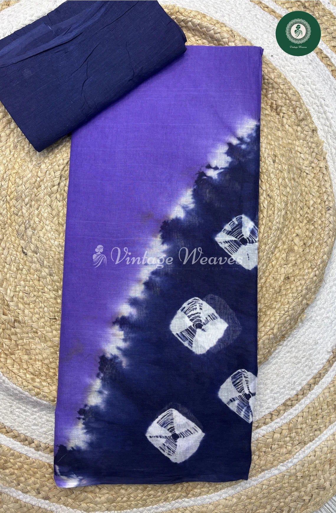 Daily Wear Cottton Saree-Blue Triangle