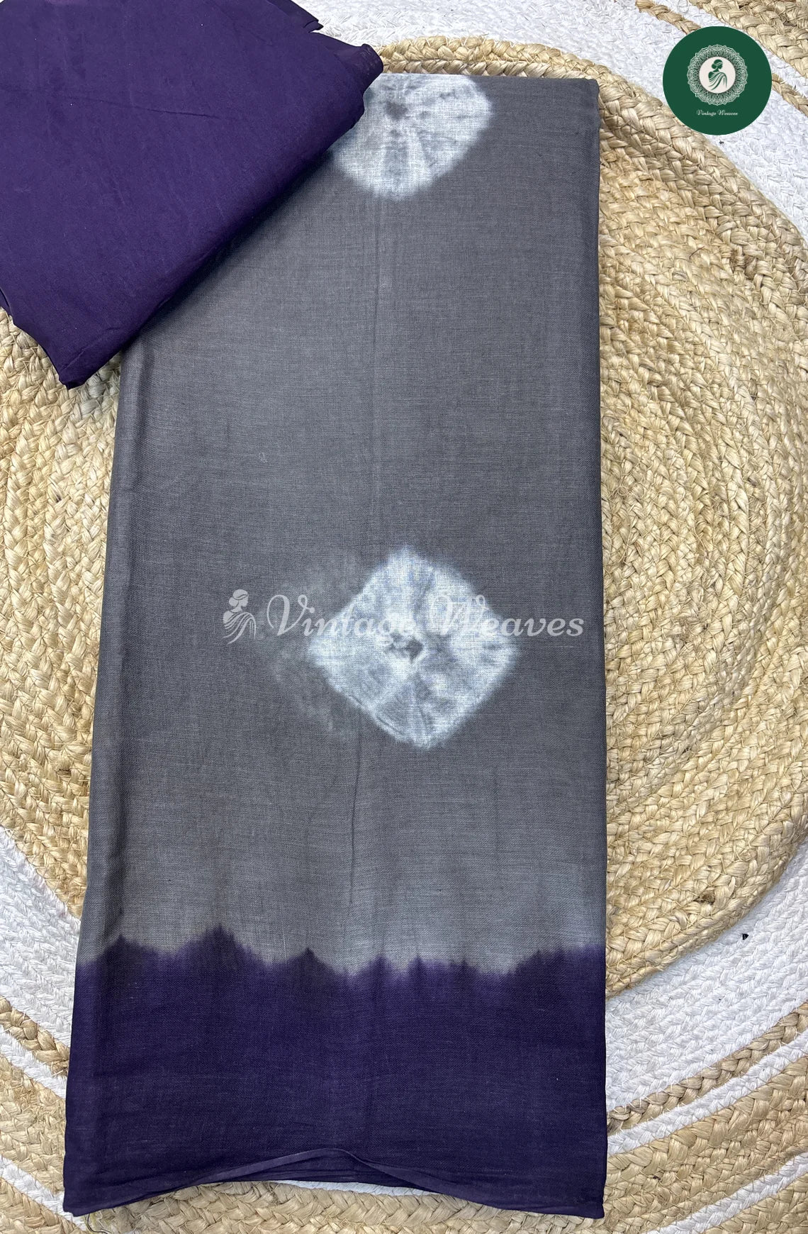 Daily Wear Cottton Saree-GreywithBlue