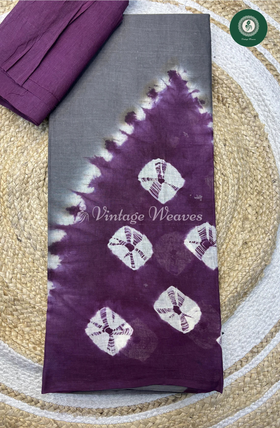 Daily Wear Cottton Saree-Purple Triangle