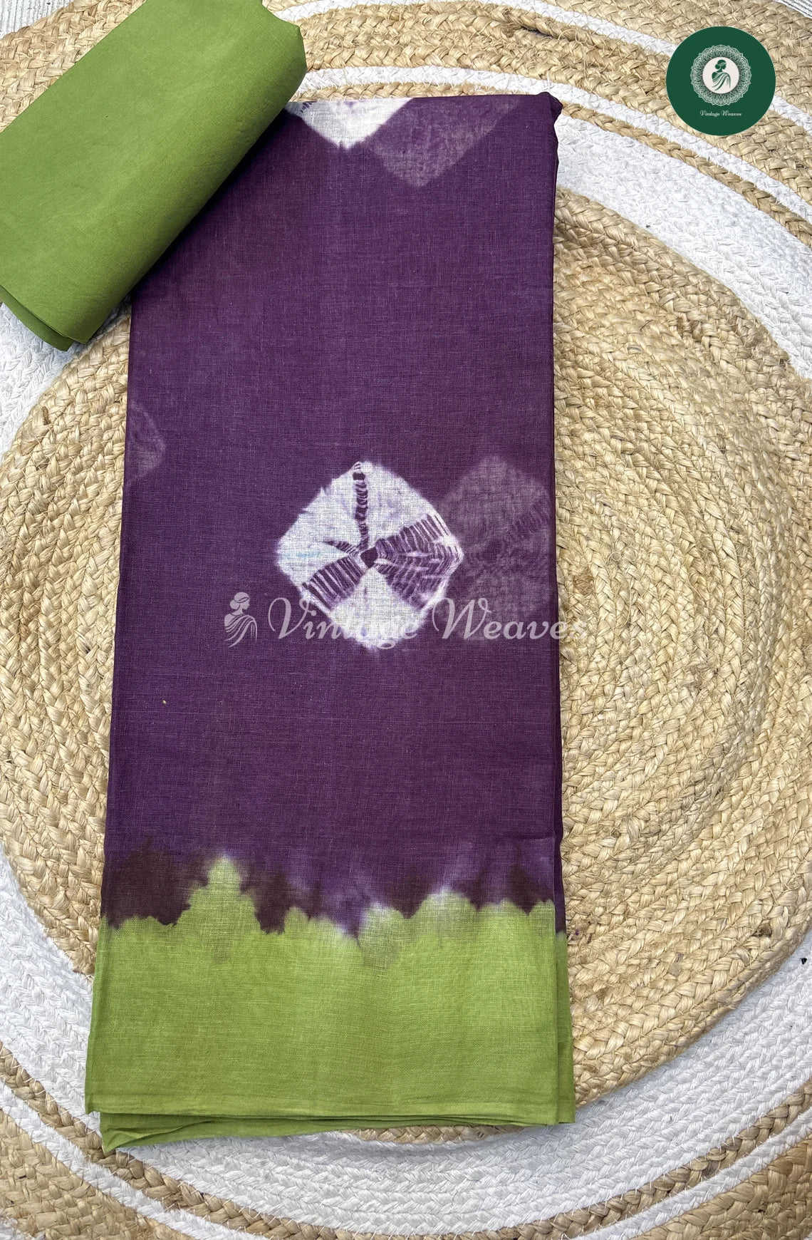 Daily Wear Cottton Saree-PurplewithGreen_1