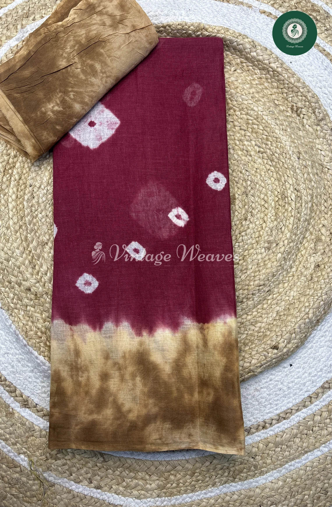 Daily Wear Cottton Saree-Red with Skin