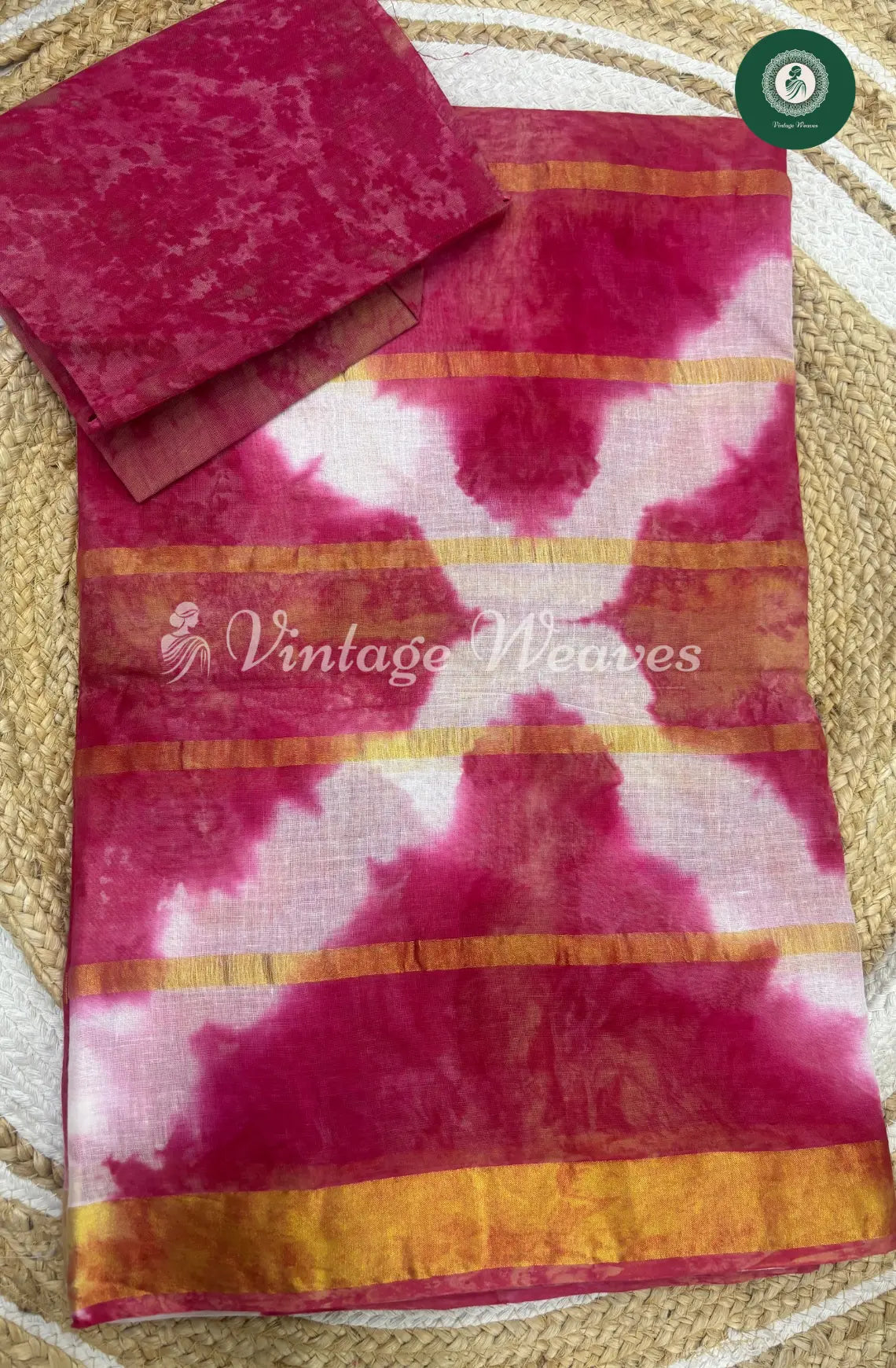 Dailywear Cotton Saree Marble Print-Pink