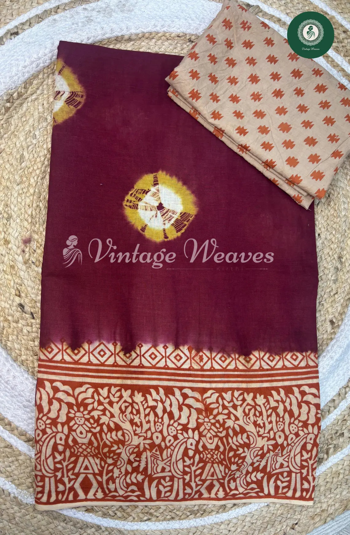 Dailywear Cotton Saree with Printed Border-Red