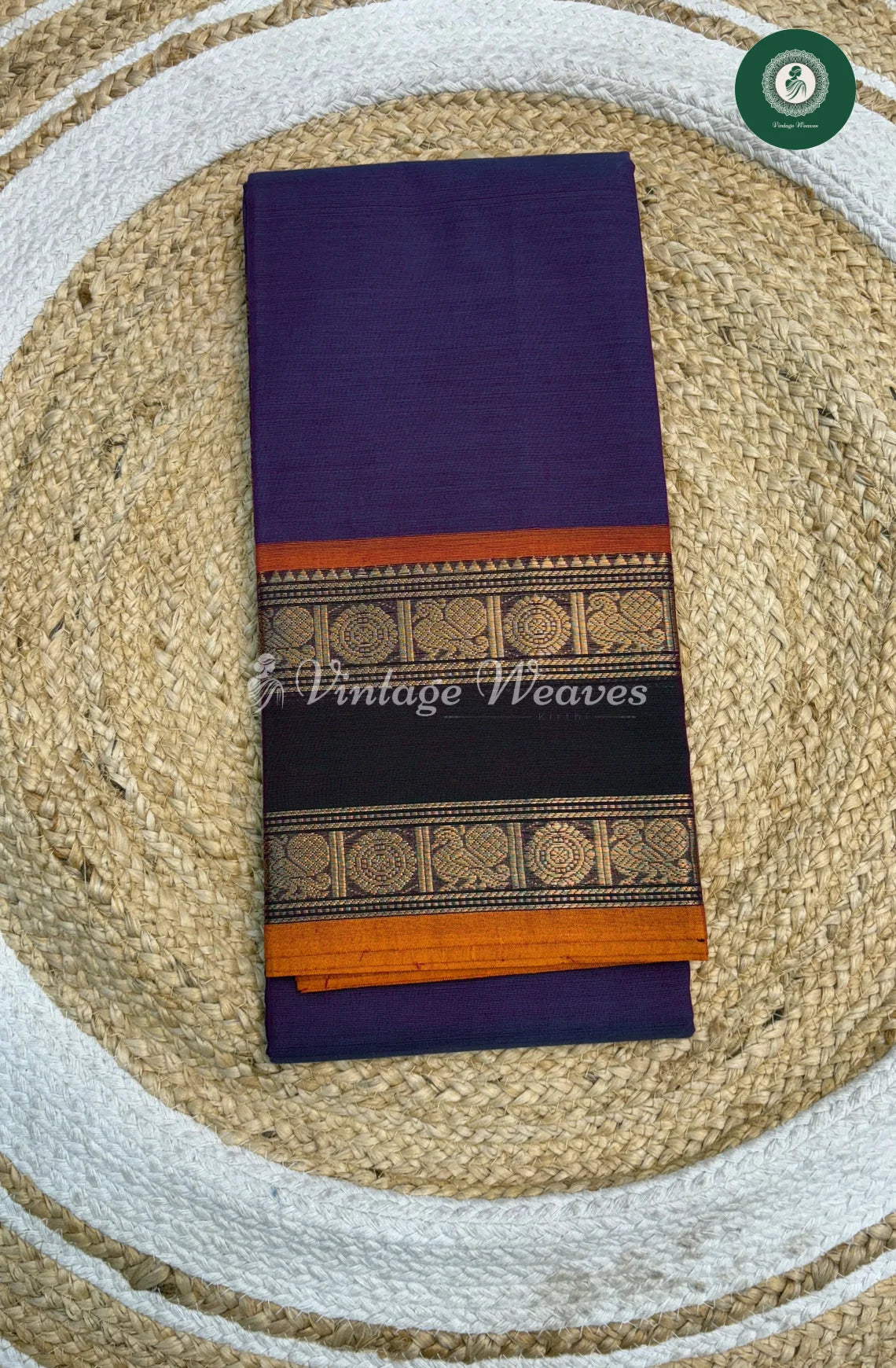 Handloom Chettinad Cotton Saree With DoubleBorder-Blue