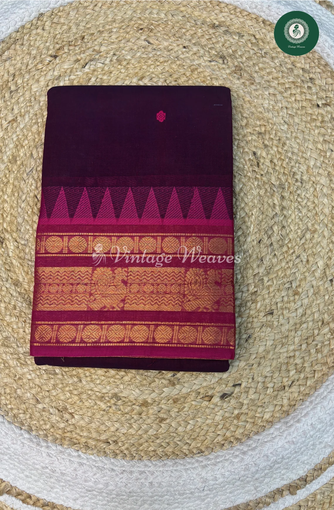 Kanchi Cotton Saree1-Burgundy