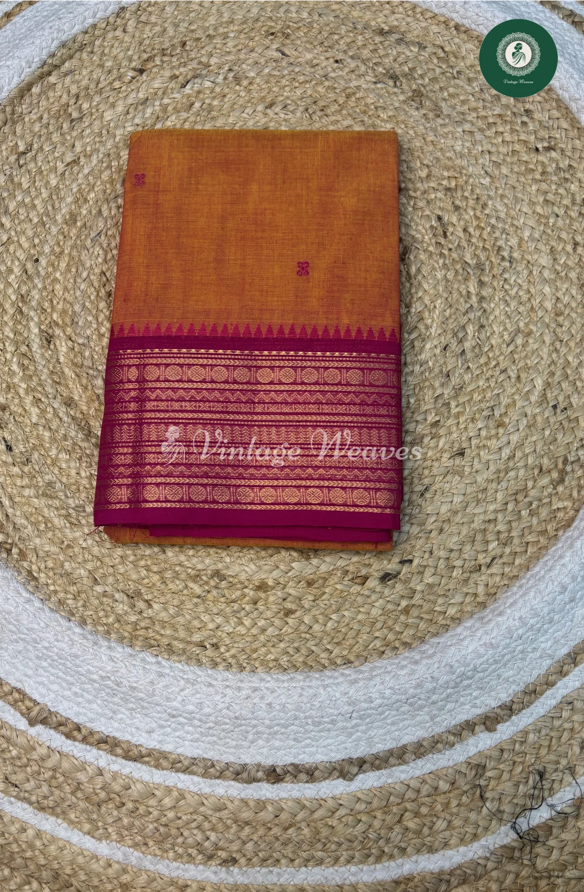 Kanchi Cotton Saree With ButtaBody -OrangewithPink