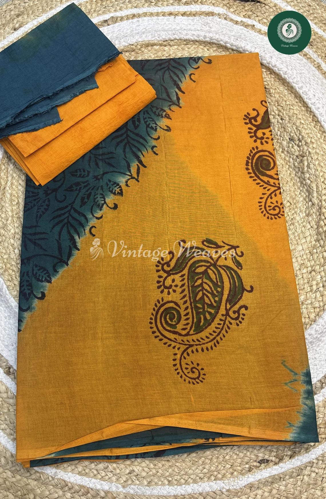 Kota Cotton Saree-BlueWithYellow