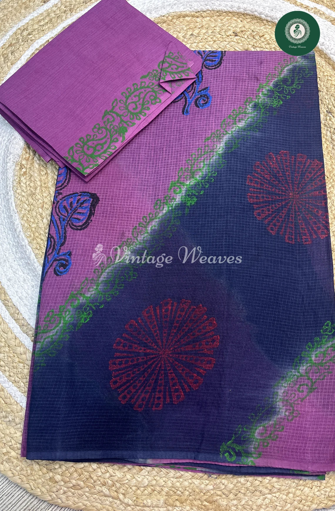 Kota Cotton Saree With ZariBorder-lavenderwithBlue