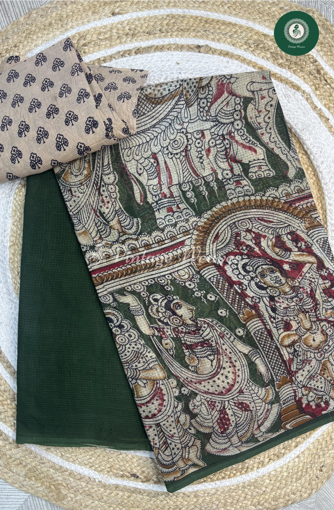 Light Weight Kota Cotton KalamkariPrint-Green