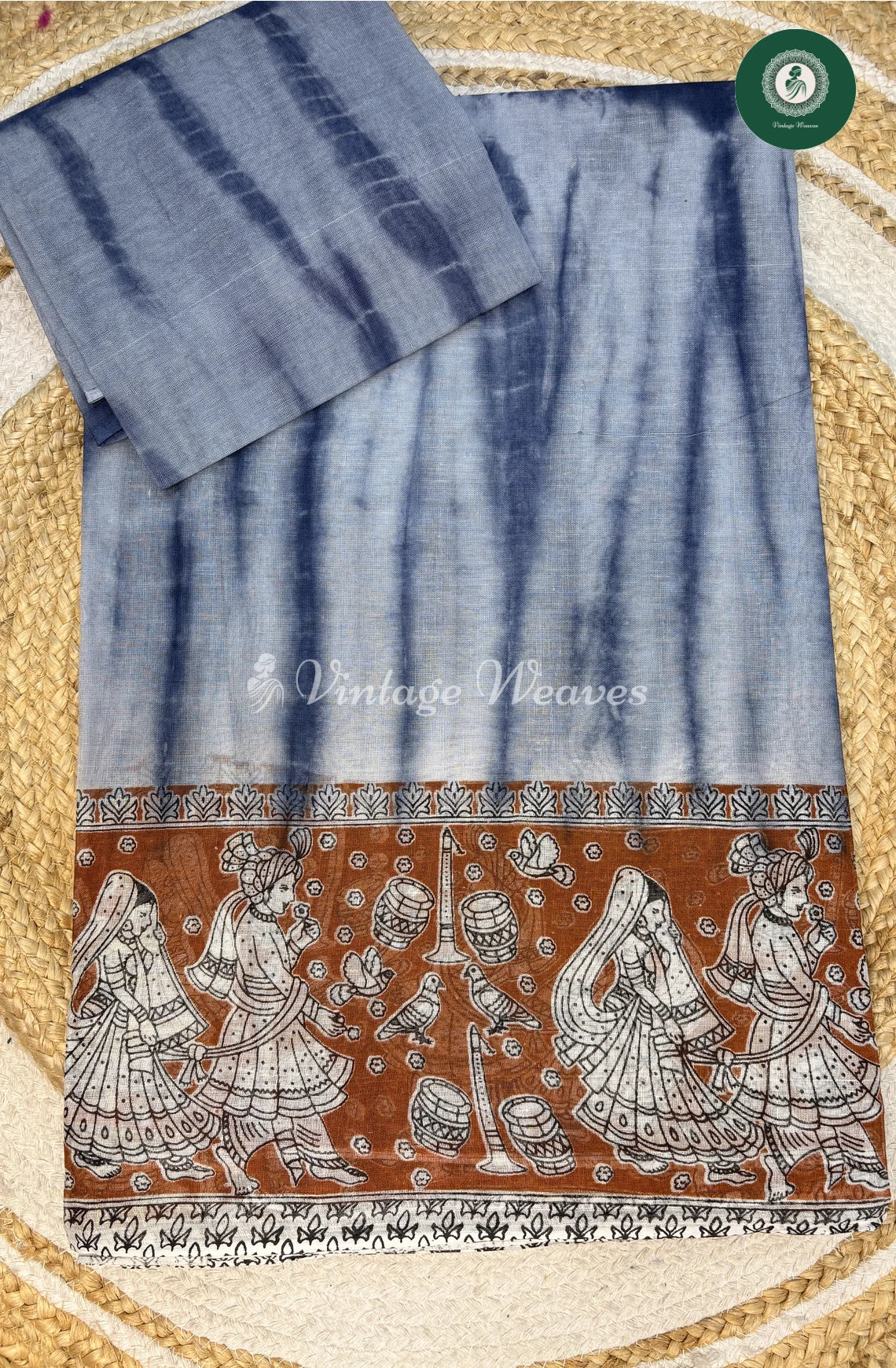 LightWeight Shibori Cotton Saree-Blue