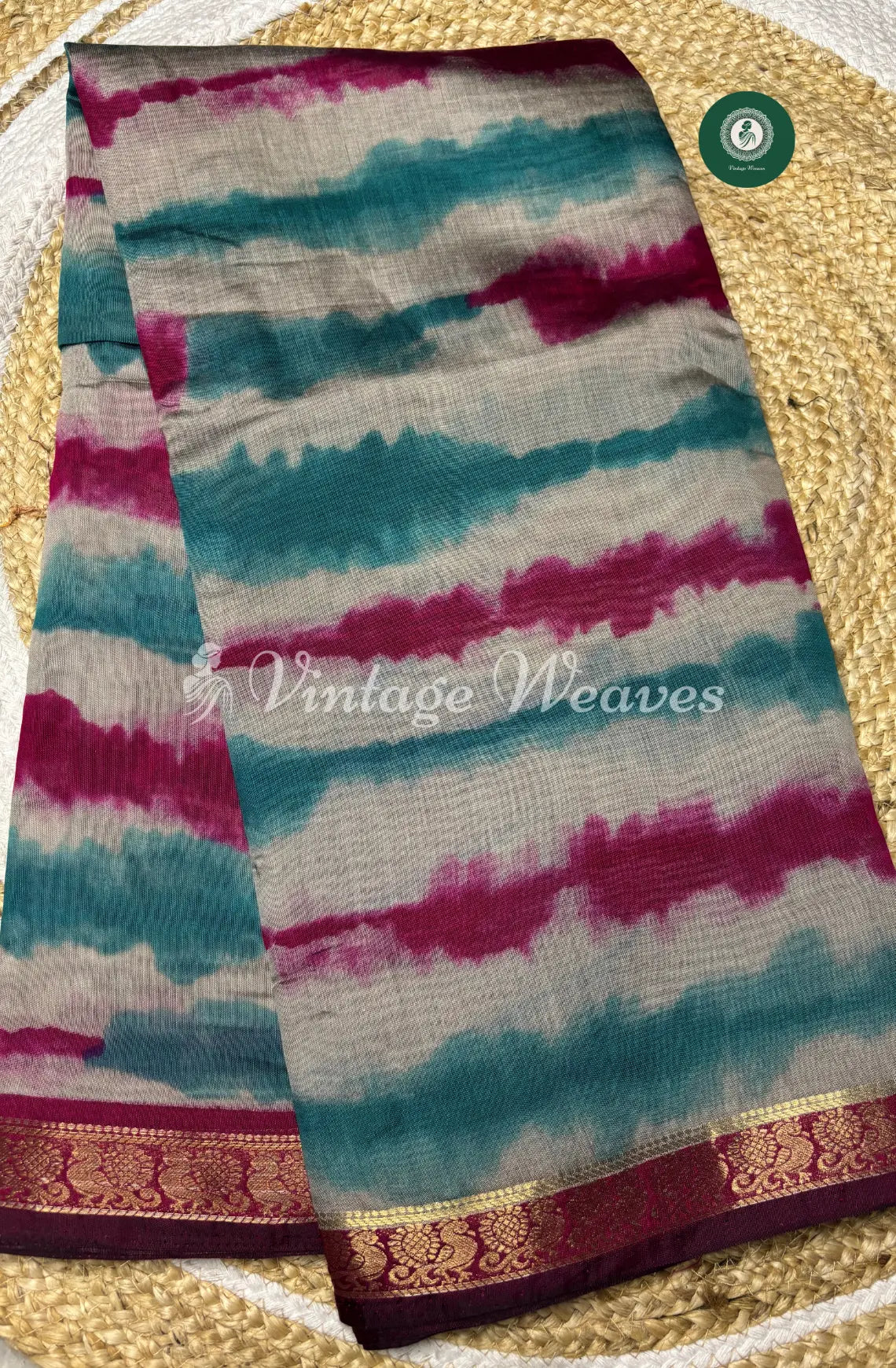 Mangalagiri Silk Saree With Peacock Design-Marron